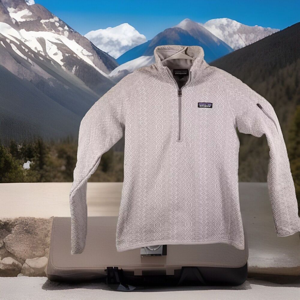 Patagonia Better Sweater Women Small 1/4 Zip Fleece Jacket Frozen Jaquard Gray
